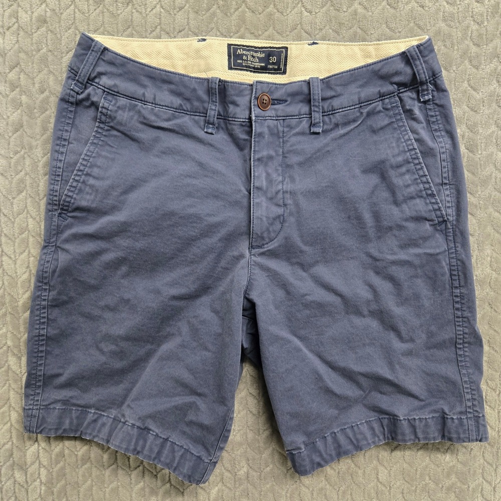 Abercrombie & Fitch Mens Navy‎ Blue Stretch Chino Shorts Size 30 Classic Fit